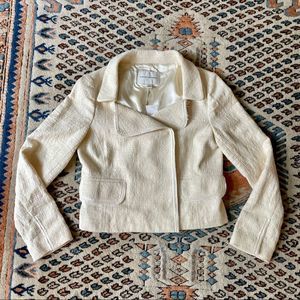 Banana Republic Pale Yellow Cotton Tweed Moto Suit Jacket Blazer